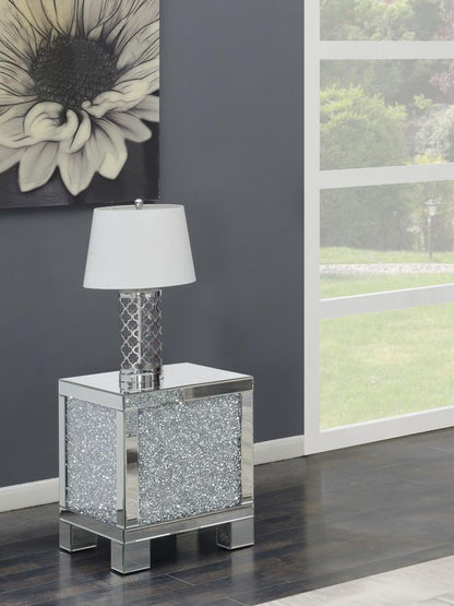 Gillian - Rectangular Mirrored Acrylic Side End Table - Silver