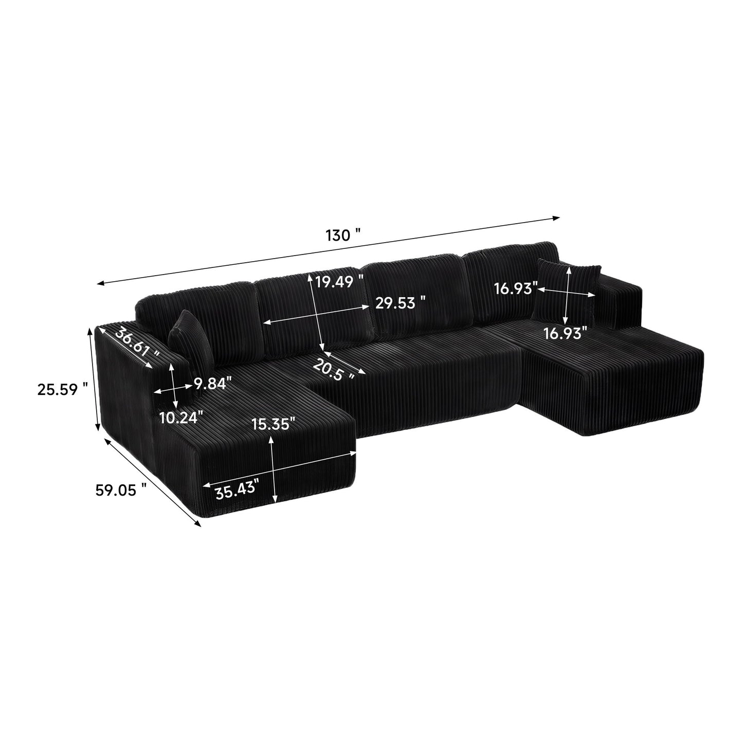 U-Shape Modular Sectional Sofa For Living Room