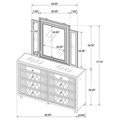 Mika - 8 Drawer LED Dresser With Mirror - Ivory