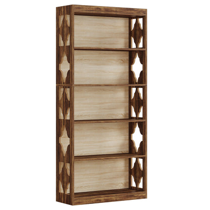 Rhombus Open Bookcase, 6 Tier Storage Shelves For Apartment - Brown