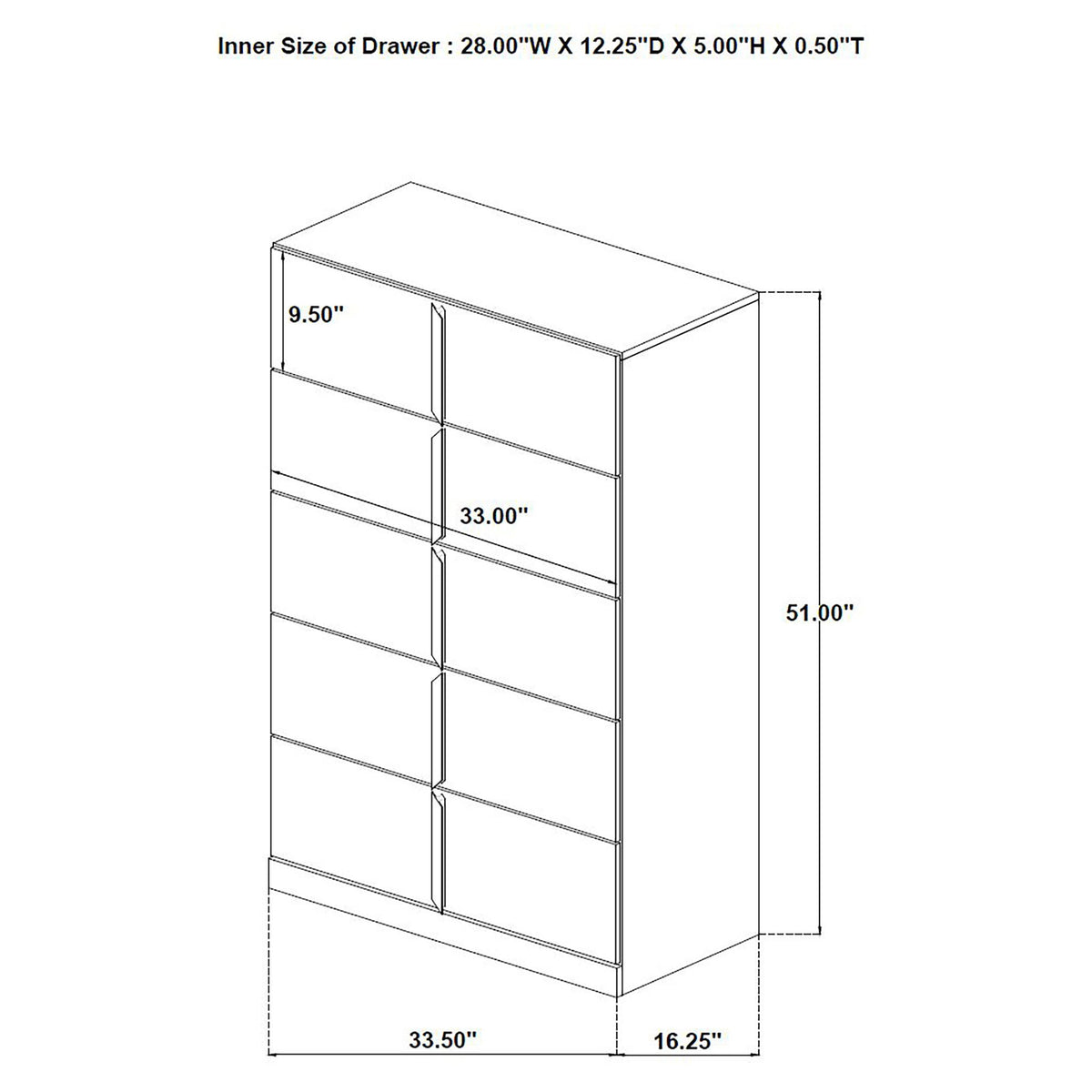 Lauryn - 5 Drawer Bedroom Chest - Gloss White