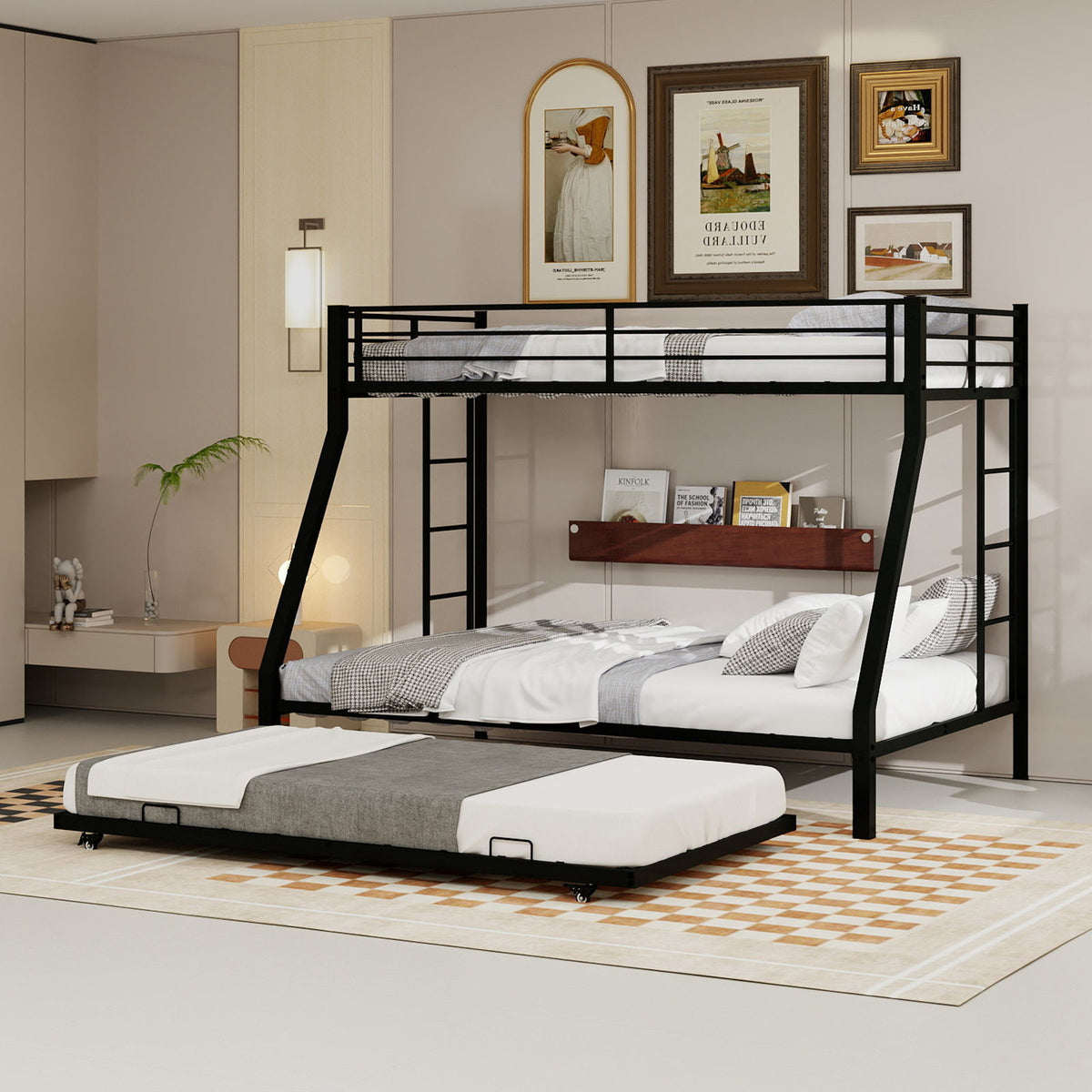 Bunk Bed For Kids, Convertible Frame With Ladders & Guardrail