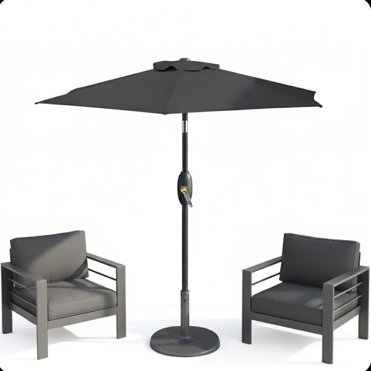 Umbrella With Crank Lift & Tilt, UV-Resistant Canopy For Patio