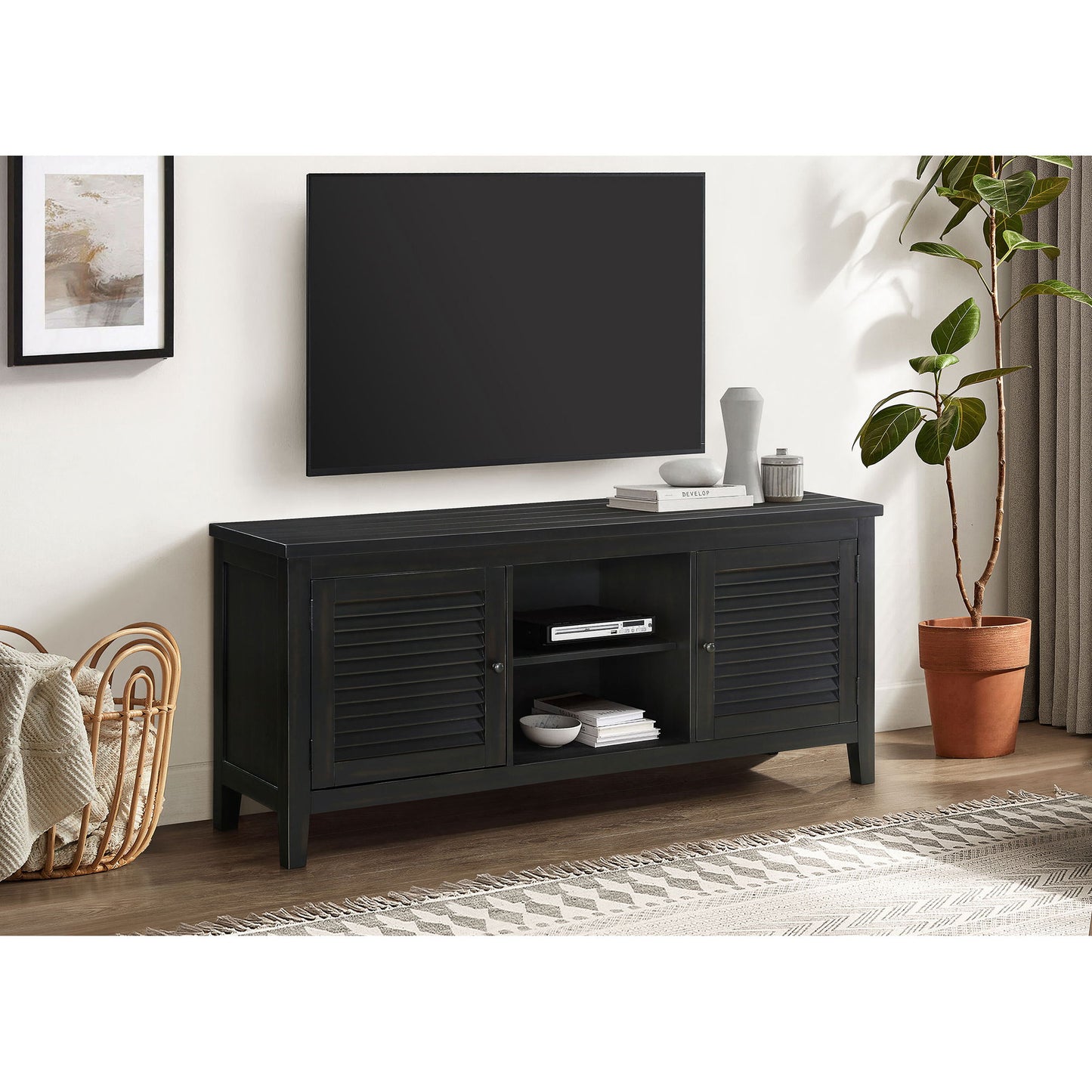 Sutter - 2 Door TV Stand With Mission Design - Dark Brown