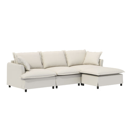 Sectional Sofa With Ottoman Cloud Couch Set With Throw Pillows, Free Combination