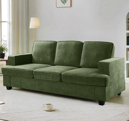 Modern Sofa, Comfortable 3 Seater Couch With Deep Seating, Loose Back Cushions, Wide Arms