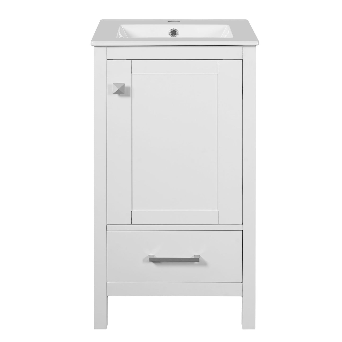 Bathroom Vanity With Ceramic Sink, Soft Close Drawers, Door Organizer, Divider Drawer, Adjustable Foot Pads
