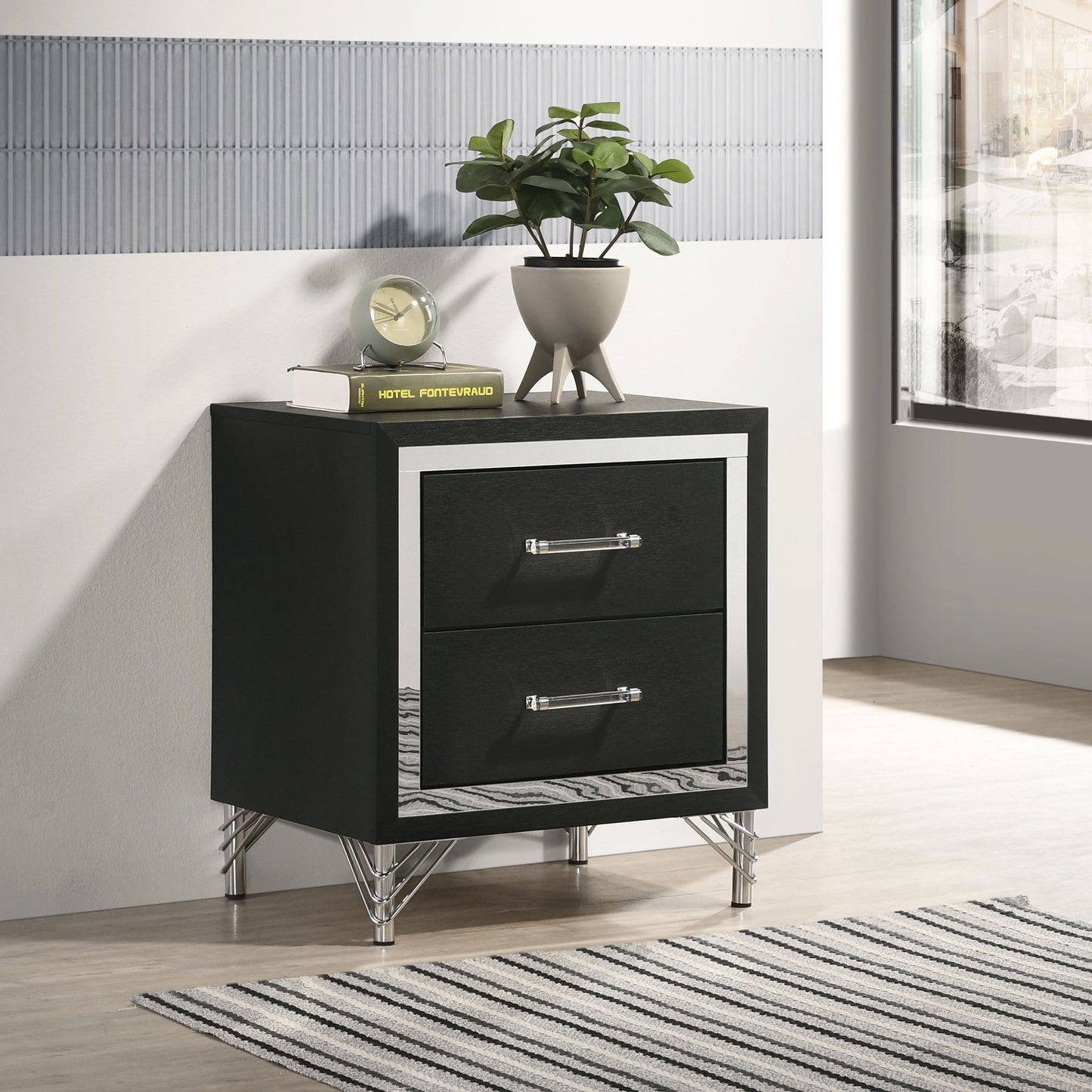 Malcolm - 2 Drawer Nightstand - Black