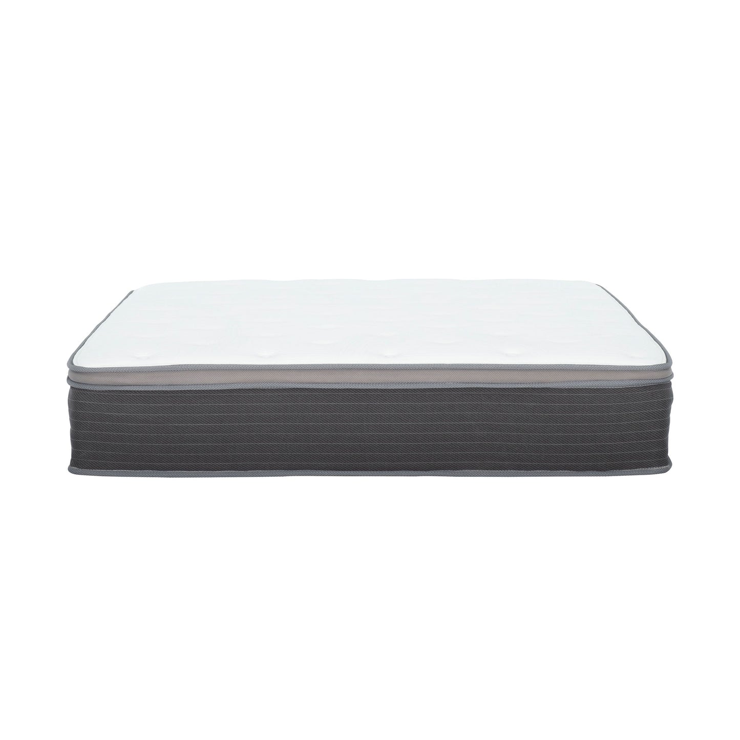 12'' Queen Size Hybrid Mattress In A Box, Plush Gel Memory Foam Mattress Top With Pocket Coil Base - Gray / White