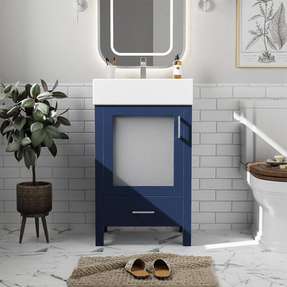 Bathroom Vanity With Ceramic Sink And Ample Storage, Ideal For Small Bathrooms