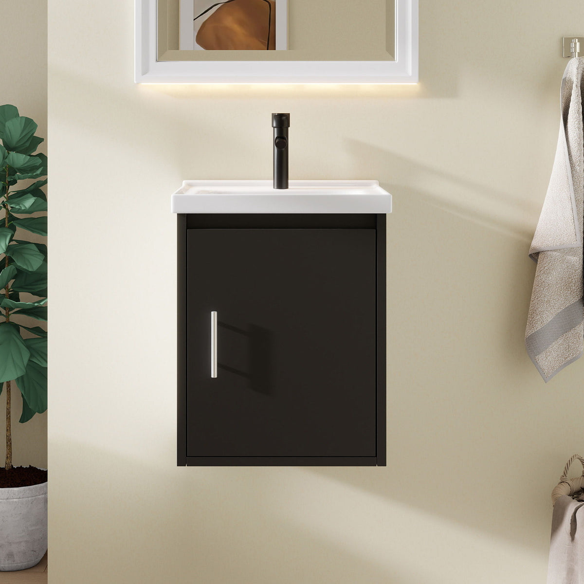 Floating Bathroom Vanity Combo, Wall Mounted Cabinet With Sink & Soft Close Doors For Small Bathrooms