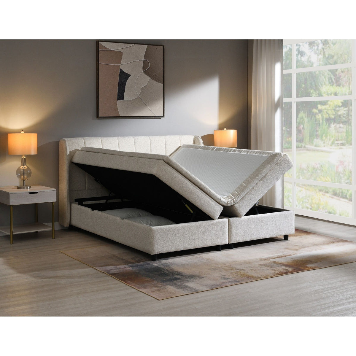 Adonia - Eastern King Storage Bed With Mattress Included - Beige