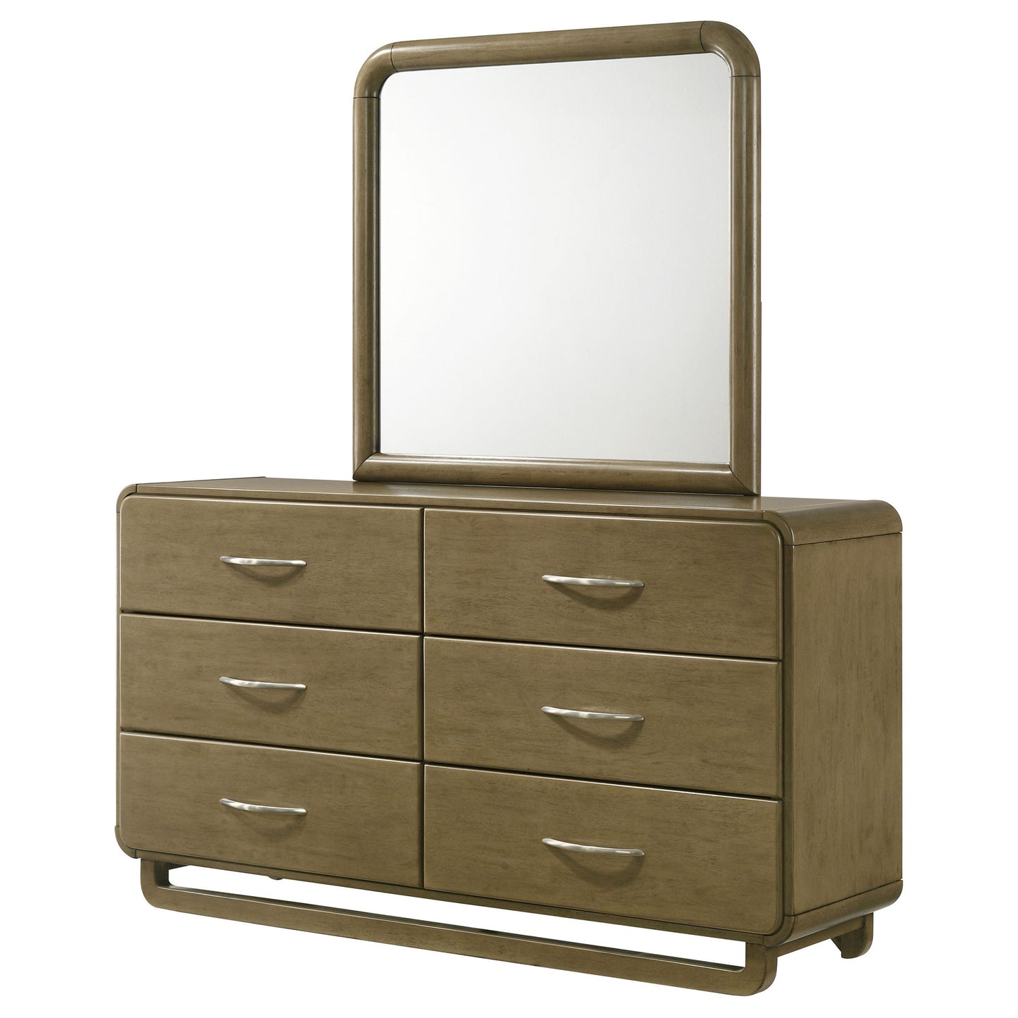 Bernardo - 6 Drawer Dresser And Mirror With Rounded Corners - Nutmeg Brown