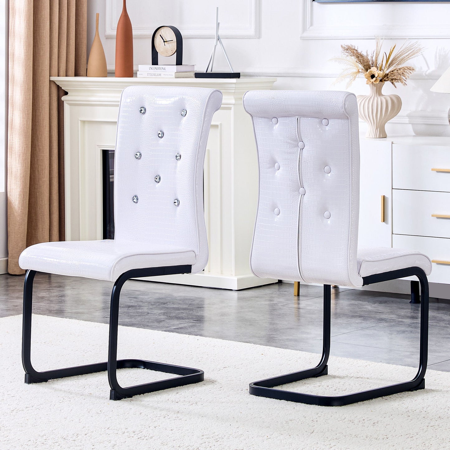 Alligator Skin Upholstered Dining Chairs