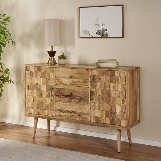 3 Drawer Sideboard With 2 Doors (KD Legs) - Natural