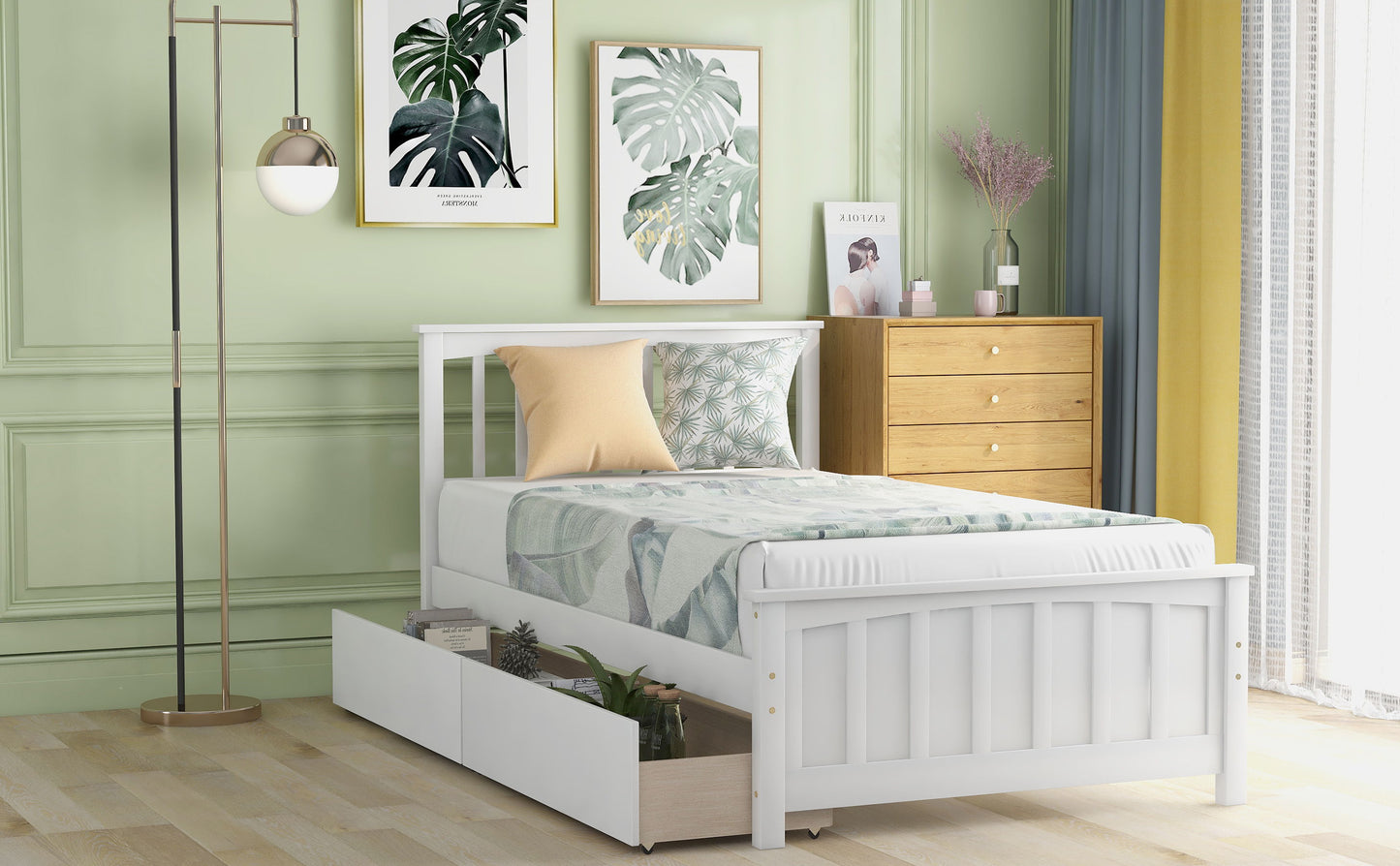 Twin Size Platform Bed With Two Drawers