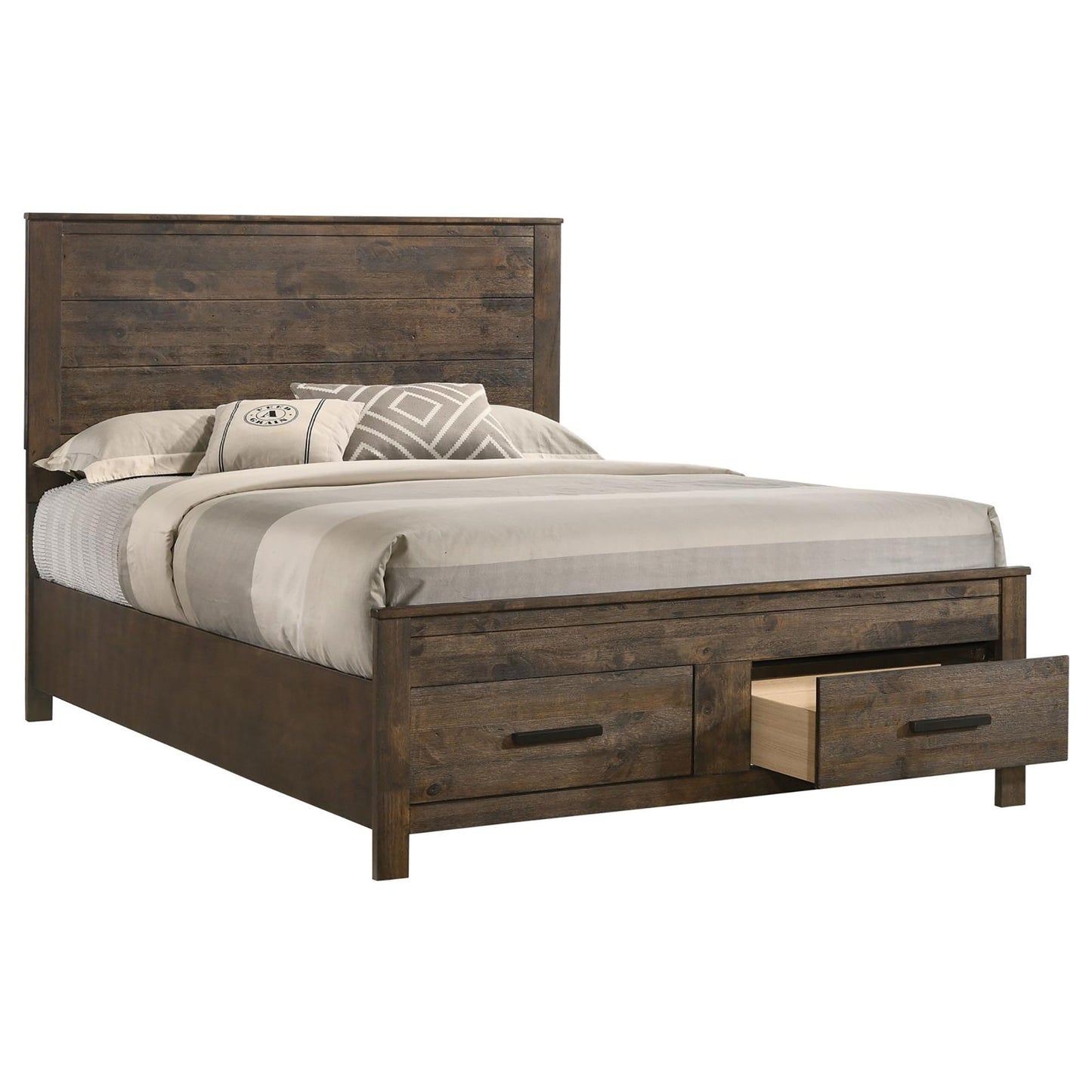 Queen Storage Bed With Platform Design And Drawer Storage - Brown