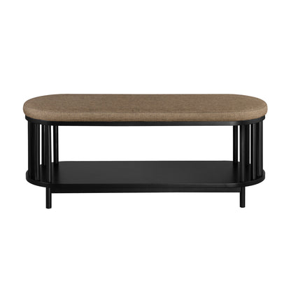 Scandi - Upholstered Top Storage Bench With Lower Shelf - Black