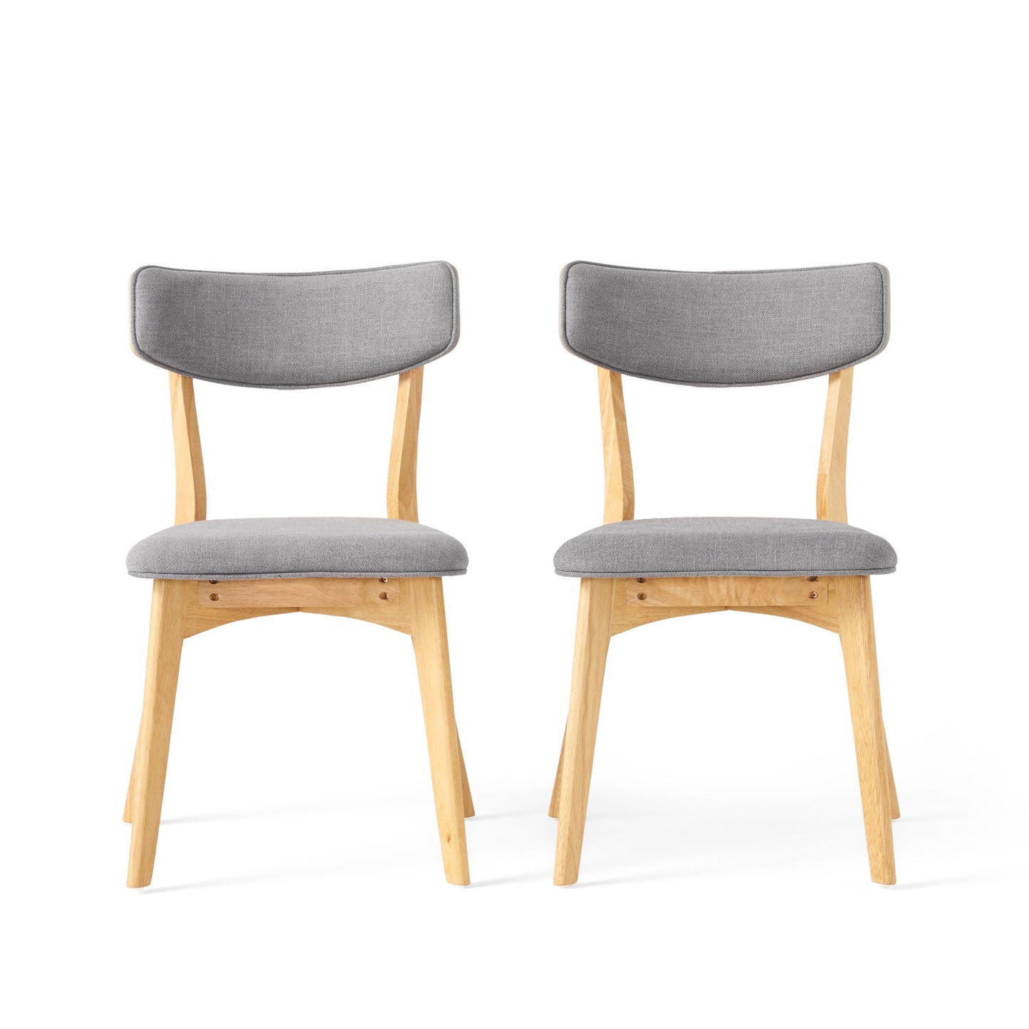 Mid Century Fabric Dining Chairs With Natural Oak (Set of 2) - Dark Gray