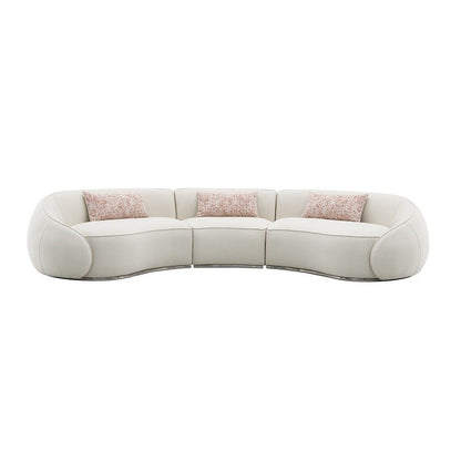 Sahara - Sectional Sofa With 3 Pillows - Beige Boucle