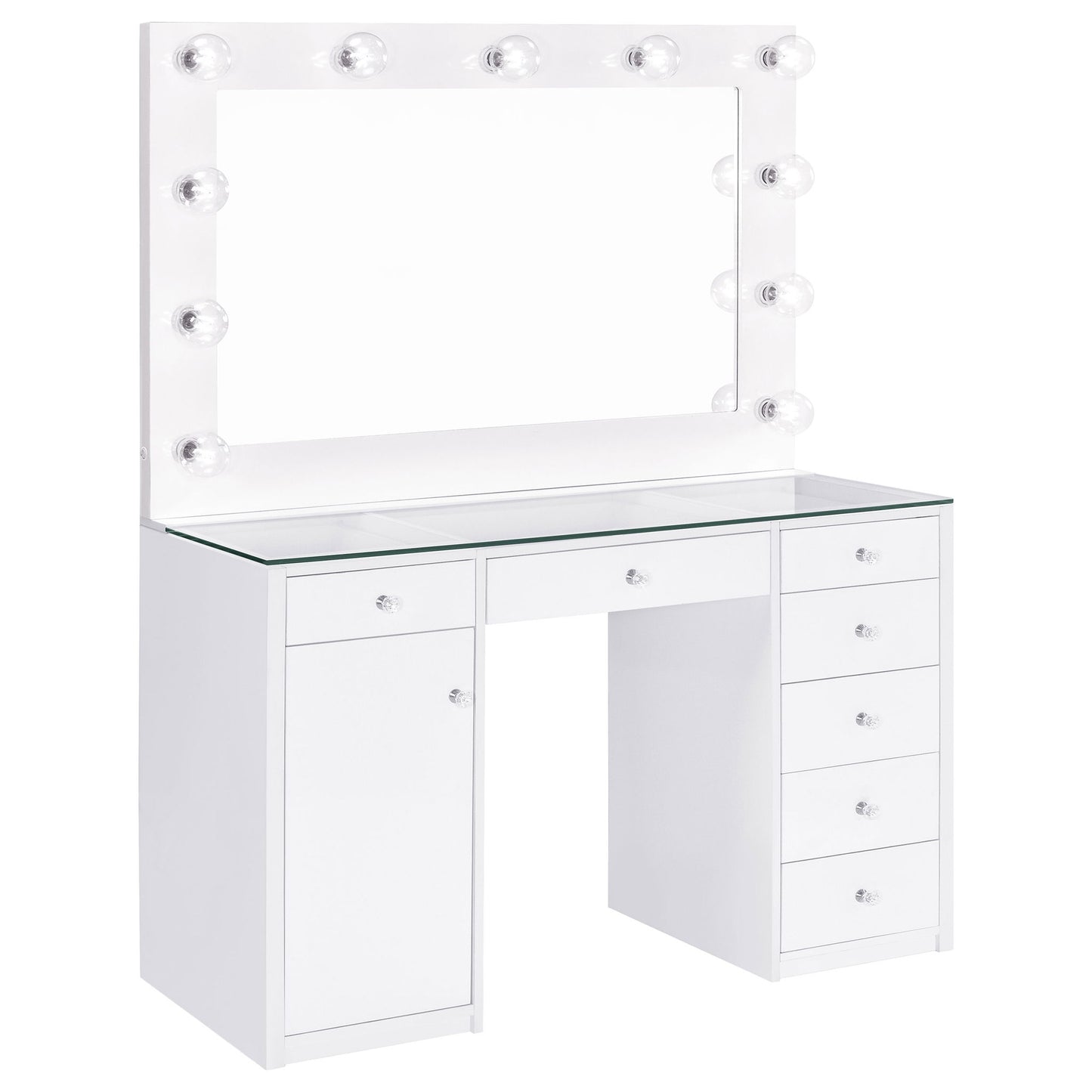 Fern - 7 Drawer Vanity Set With Mirror And Globe Lights