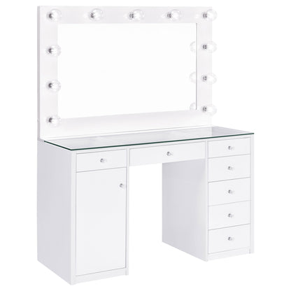 Fern - 7 Drawer Vanity Set With Mirror And Globe Lights