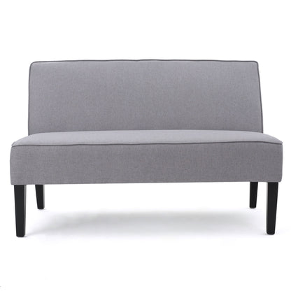 Contemporary Loveseat With Upholstered Fabric And Birch Wood Legs - Light Gray