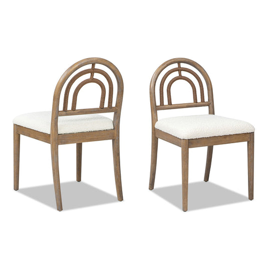 Leon - Arched Back & Upholstered Dining Chair (Set of 2) - Ivory White