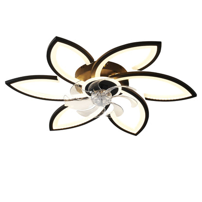 30" Flower 6 Speed Ceiling Fan With Remote Controlled LED Lights, Low Profile Flush Mount Fan