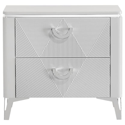 Cassia - 2-Drawer Nightstand Bedside Table - White High Gloss