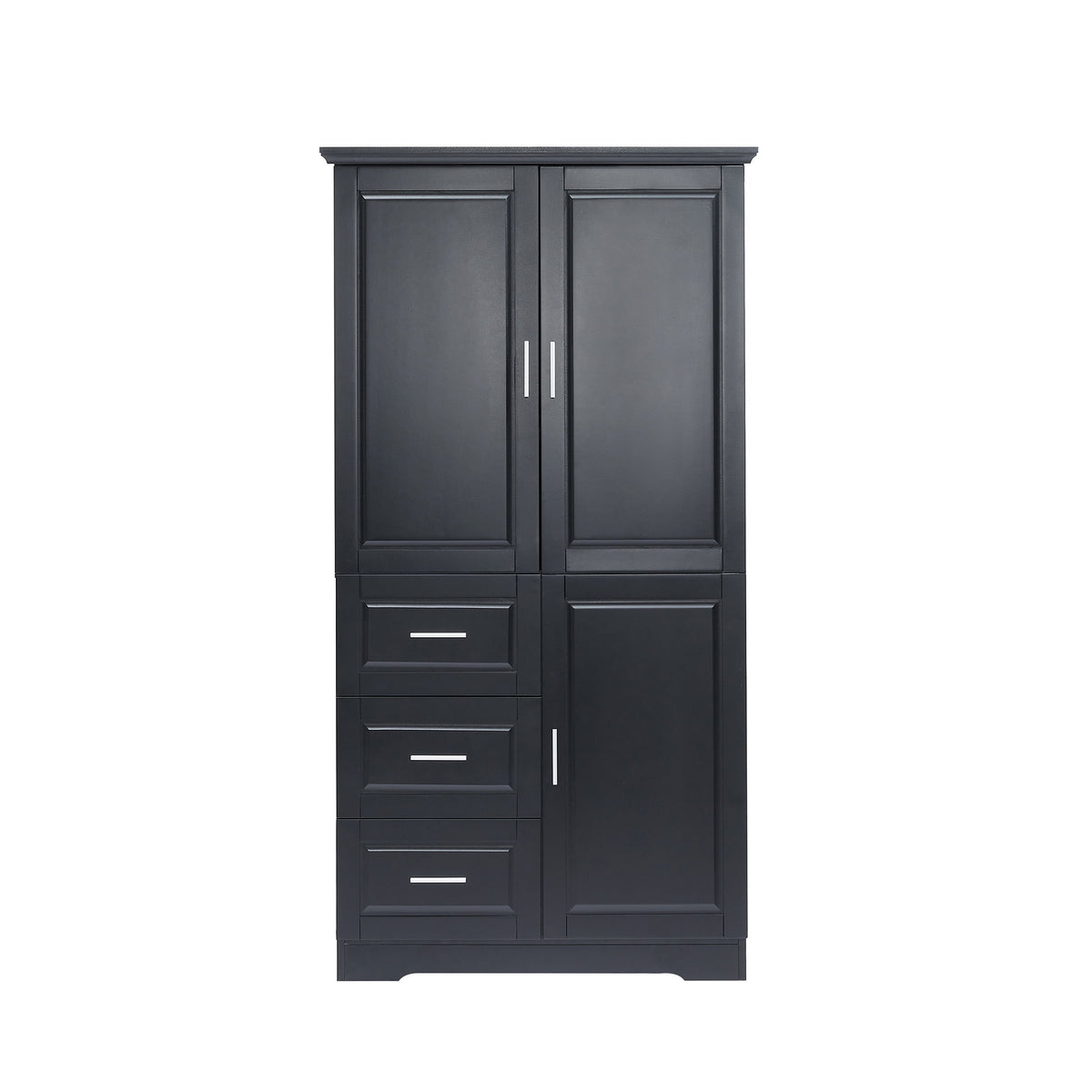 Tall Wide Storage Cabinet With Doors, 3 Drawers