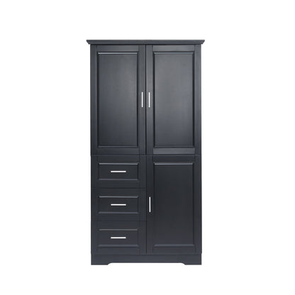 Tall Wide Storage Cabinet With Doors, 3 Drawers