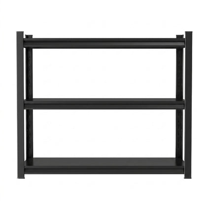 3 Tier Adjustable Height Storage Shelving Unit, Large Capacity Multipurpose Organizer Rack - Black