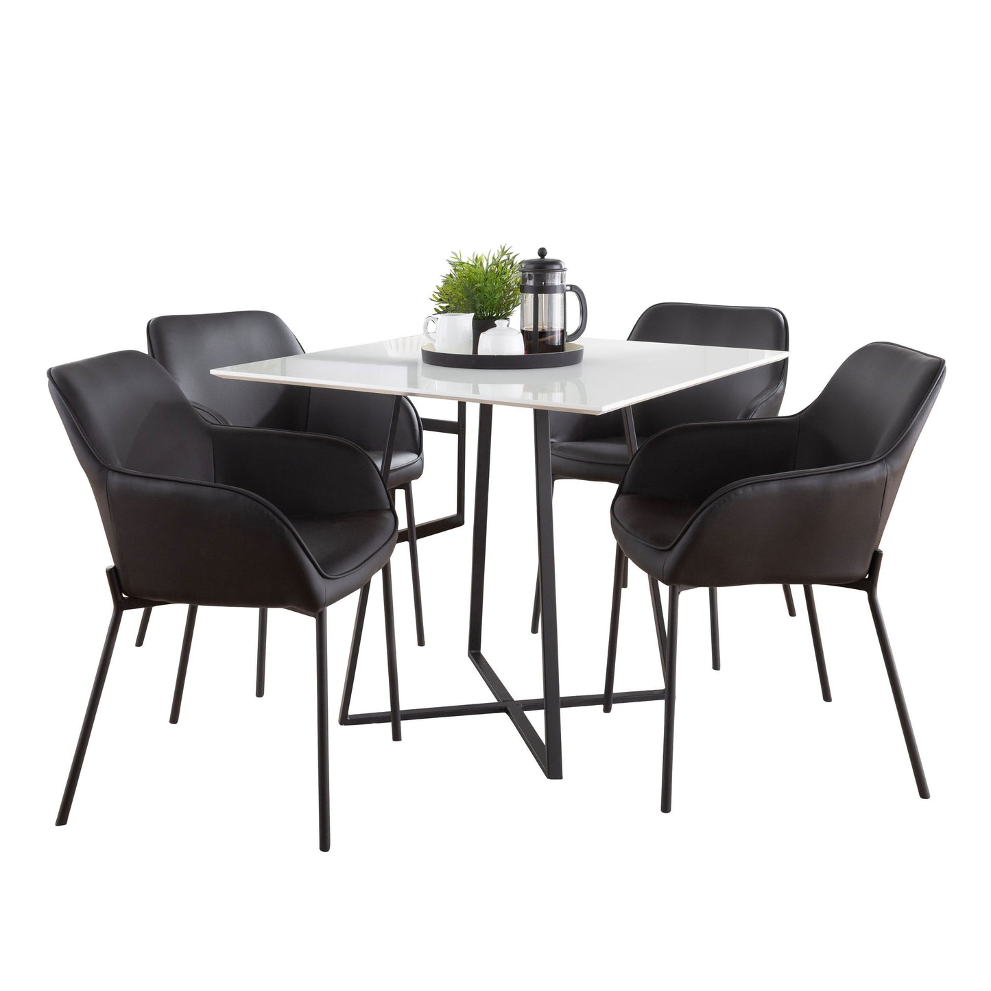 Cosmo Daniella - 5 Piece Contemporary Square Dining Set - Black / White