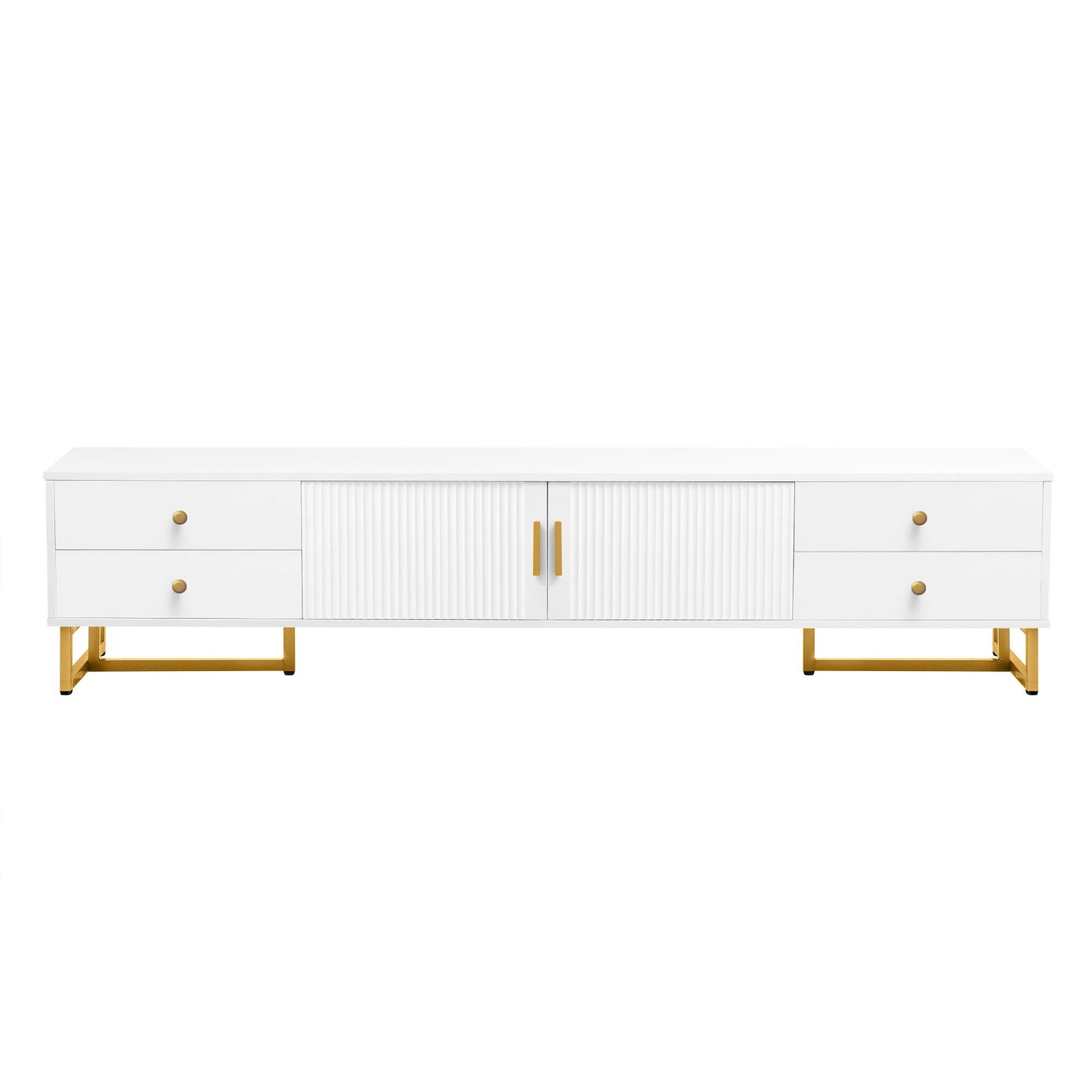 TV Media Console Table, TV Stand With Storage For Living Room - White
