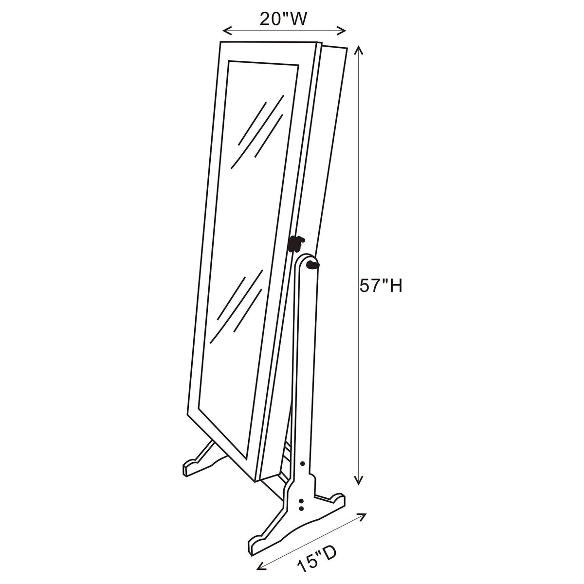 Casey - Jewelry Cheval Mirror With Storage - Black