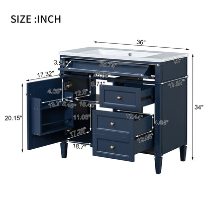 Bathroom Vanity & Top Sink, Modern Bathroom Storage Cabinet With 2 Drawers And A Tip-Out Drawer