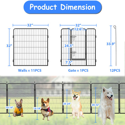 Dog Pens Outdoor Height Foldable Panels Heavy Duty Metal Portable Dog Playpen Indoor Anti Rust Exercise Dog Fence With Doors For Pets Play Pen For RV Camping Yard