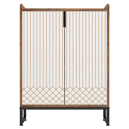 5 Tier Shoe Cabinet With Doors, Compact Entryway Storage Organizer