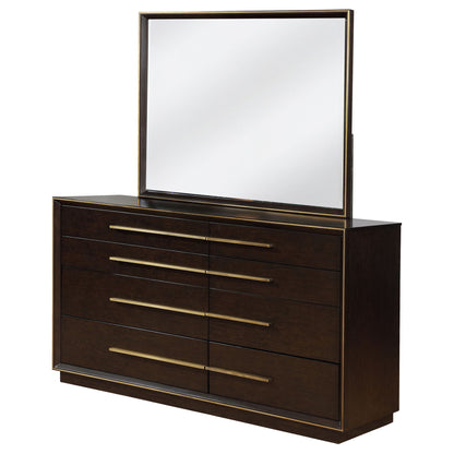 Prescott - 8 Drawer Dresser With Mirror - Smoked Peppercorn Brown