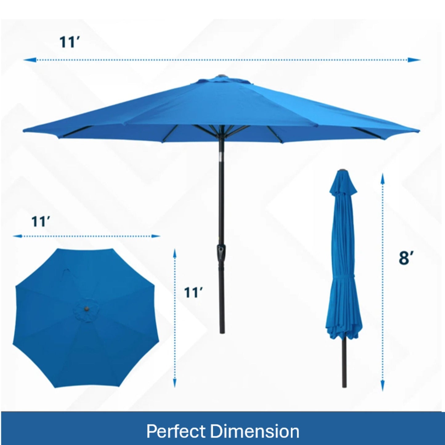 Patio Umbrella With Crank Lift And Tilt, UV-Resistant Canopy
