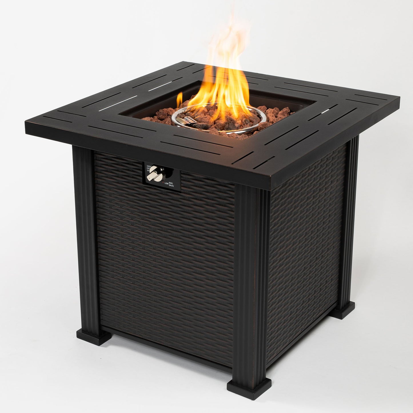 28" Square Fire Pit Table - Brown