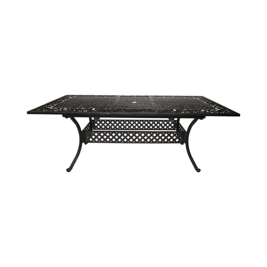 Outdoor Extendable Aluminum Dining Table With Pattern Table Top And Curved Legs - Copper