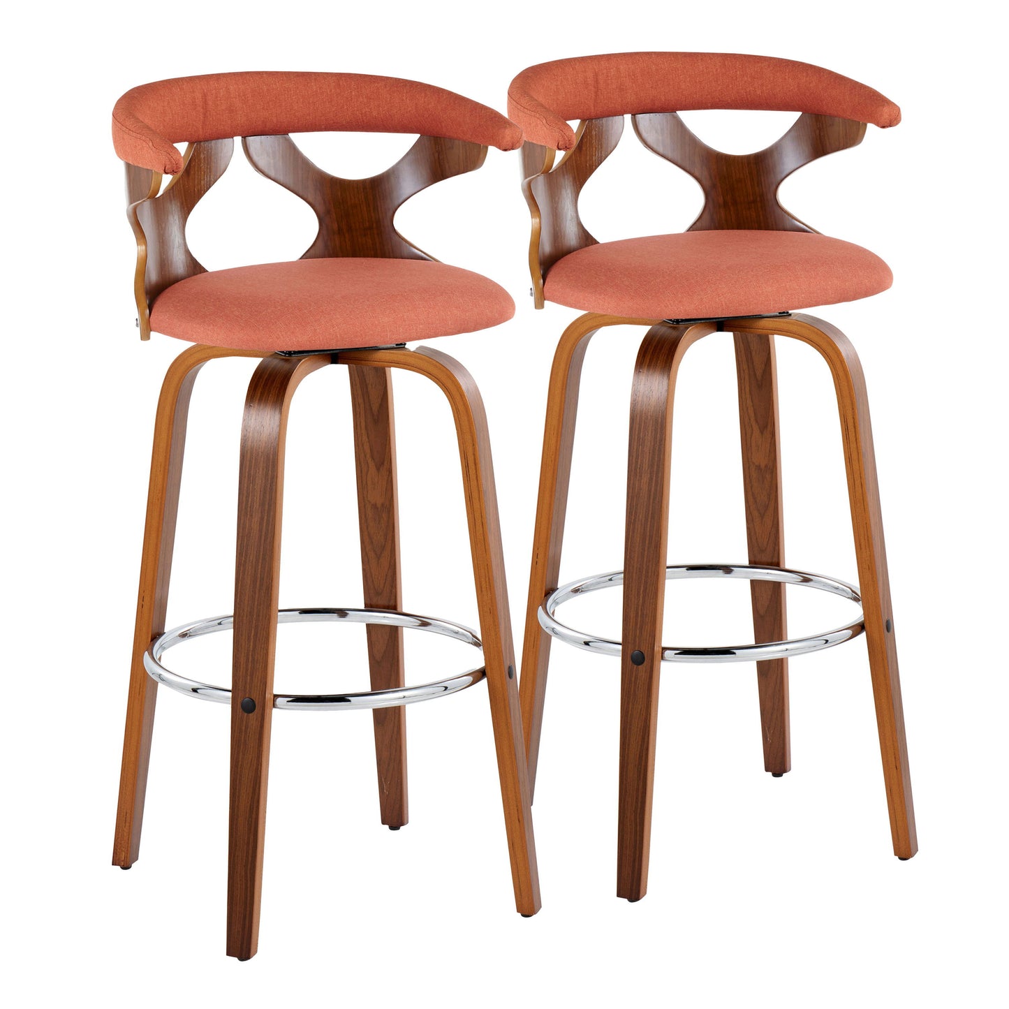 Gardenia - Mid Century Modern Fixed Height Barstool With Swivel With Round Footrest (Set of 2)