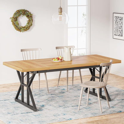 Rectangular Dining Table With X Trestle Metal Legs