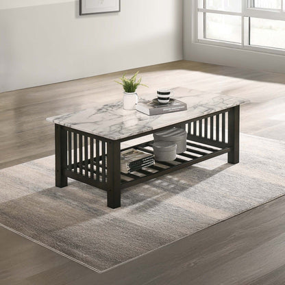 3 Piece Occasional Table Set, 1 Coffee Table And 2 End Tables, Open Storage Design - Walnut