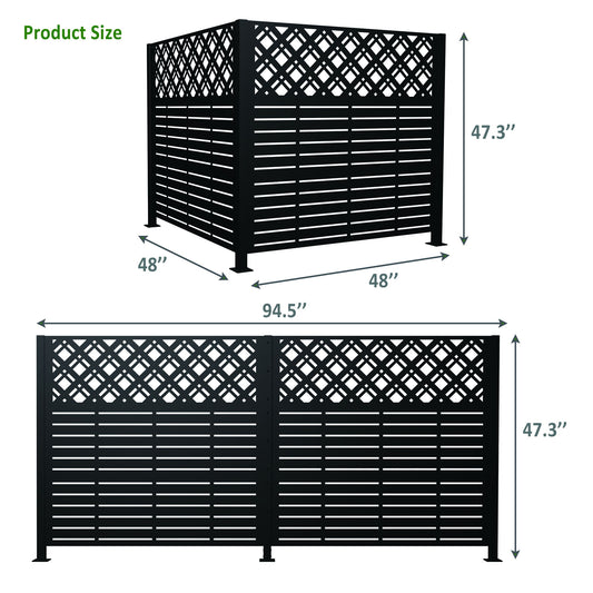 2 Panels Privacy Screen Outdoor Privacy Panels, Trash Can Enclosure, Air Conditioner Fence - Black