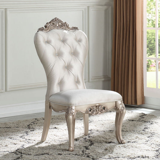 Gorsedd - Side Chair (Set of 2) - Cream Fabric & Golden Ivory