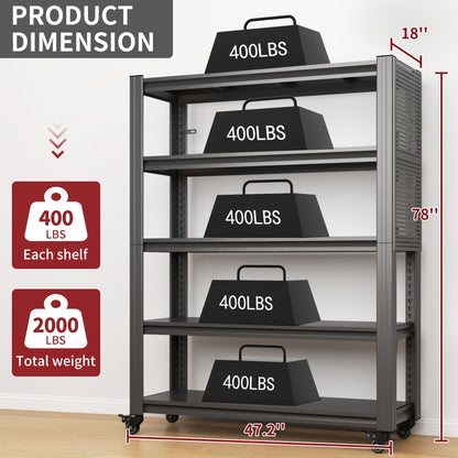 Heavy Duty Adjustable Metal Shelving Unit With Pegboard And Wheels For Multipurpose Storage