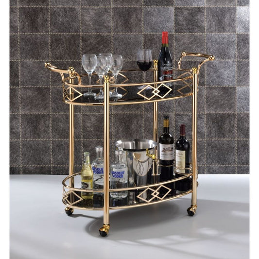 Ottesen - Serving Cart - Black Glass & Gold